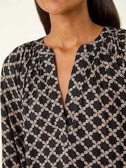 Roman Black Geometric Print Raglan Tunic Top - Image 5 of 5