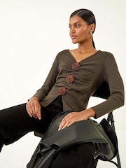 Preto - Roman Rose Front Knit Jumper - Imagem 1 de 5