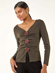 Preto - Roman Rose Front Knit Jumper - Imagem 2 de 5