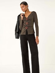 Preto - Roman Rose Front Knit Jumper - Imagem 3 de 5