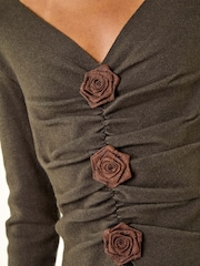 Preto - Roman Rose Front Knit Jumper - Imagem 5 de 5