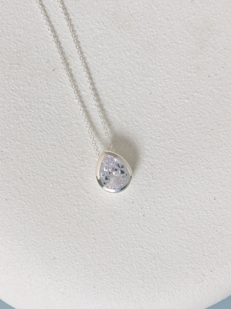 Simply Silver 925 Sterling Silver Cubic Zirconia Pear Pendant - Image 2 of 4