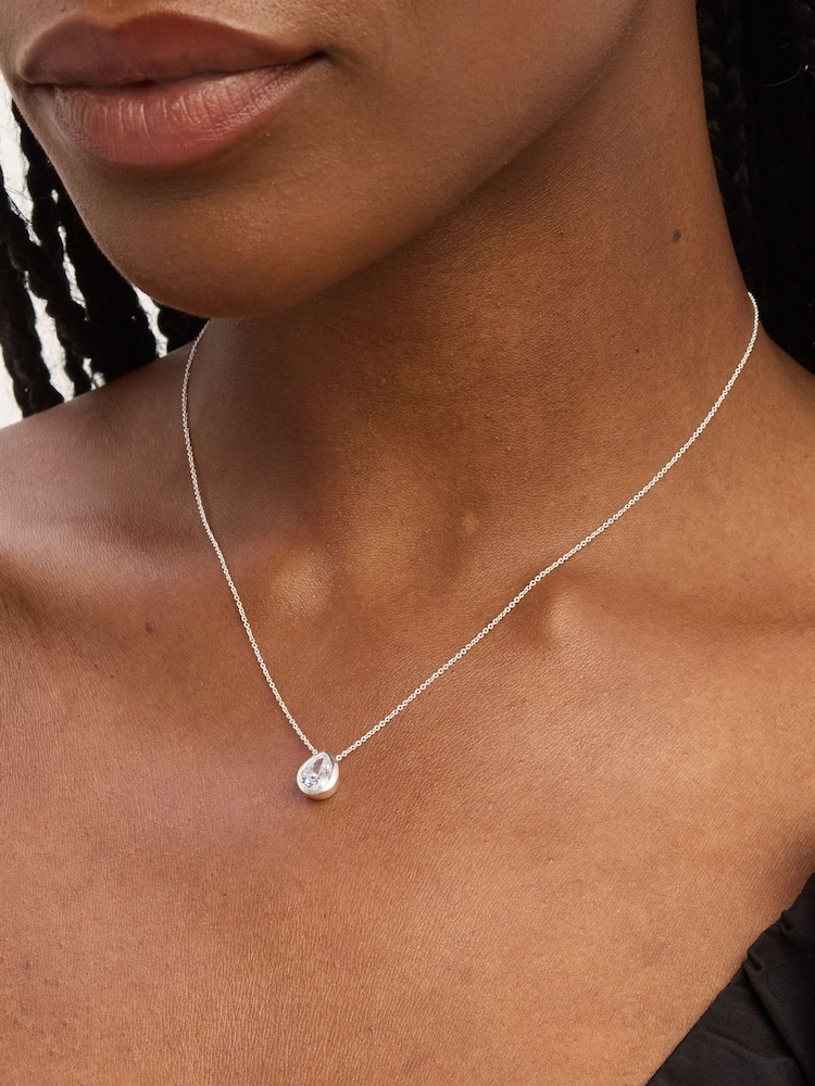 Simply Silver 925 Sterling Silver Cubic Zirconia Pear Pendant - Image 4 of 4