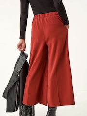 Roman Brown Wide Leg Premium Stretch Culottes - Image 3 of 5