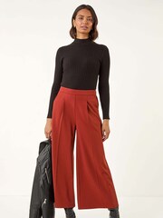Roman Brown Wide Leg Premium Stretch Culottes - Image 4 of 5
