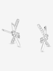 Simply Silver 925 Sterling Silver Polished and Pave Love Knot Stud Earrings - Image 1 of 1