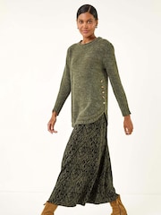 Roman Green Abstract Diamond Print Midi Skirt - Image 2 of 5