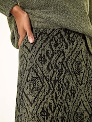 Roman Green Abstract Diamond Print Midi Skirt - Image 5 of 5