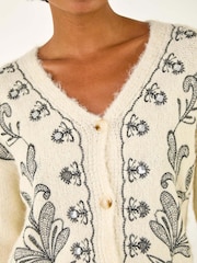 Roman White Abstract Embroidered Cardigan - Image 5 of 5