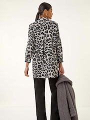 Roman Grey Animal Print Buttoned Blouse - Image 3 of 5