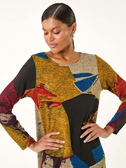 Roman Black Abstract Print Swing Dress - Image 4 of 5