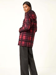 Roman Red Check Print Quilted Puffer Coat - Image 3 of 5