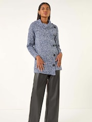 Roman Blue Roll Neck Button Detail Jumper - Image 3 of 5