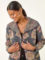 Roman Floral Jacquard Knit Cardigan - Imagem 1 de 5