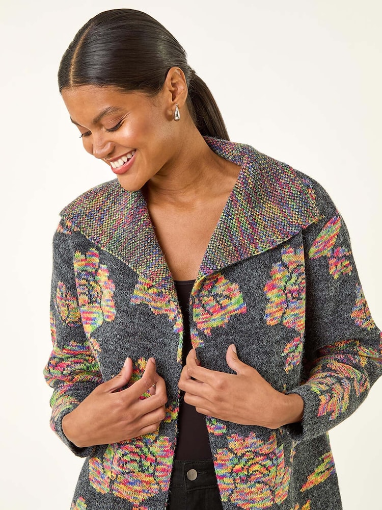 Roman Floral Jacquard Knit Cardigan - Imagem 1 de 5