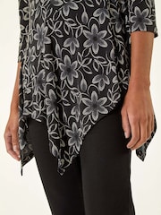 Roman Floral Print Asymmetric Tunic Top - Imagem 5 de 5