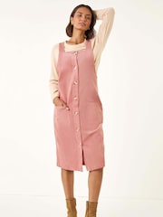 Roman Pink Corduroy Pinafore Midi Dress - Image 2 of 5