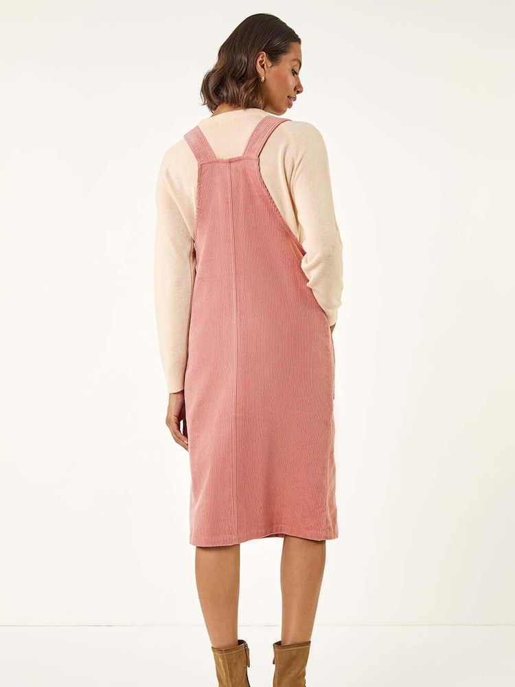 Buy Roman Pink Corduroy Pinafore Midi Dress from Next Oman