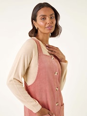 Roman Pink Corduroy Pinafore Midi Dress - Image 4 of 5