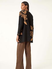Roman Black Contrast Floral Print Cardigan - Image 3 of 5