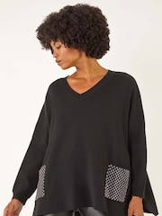 Roman Black Hotfix Pocket Knit Jumper - Image 1 of 5