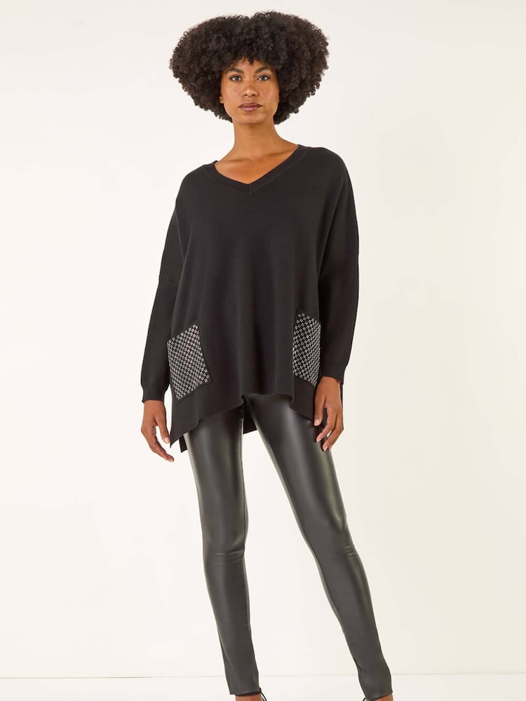 Roman Black Hotfix Pocket Knit Jumper - Image 2 of 5 Roman Black Hotfix Pocket Knit Jumper - Image 2 of 5