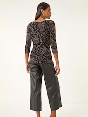 Roman Metallic Jacquard Cowl Neck Stretch Blouse - Image 4 of 5