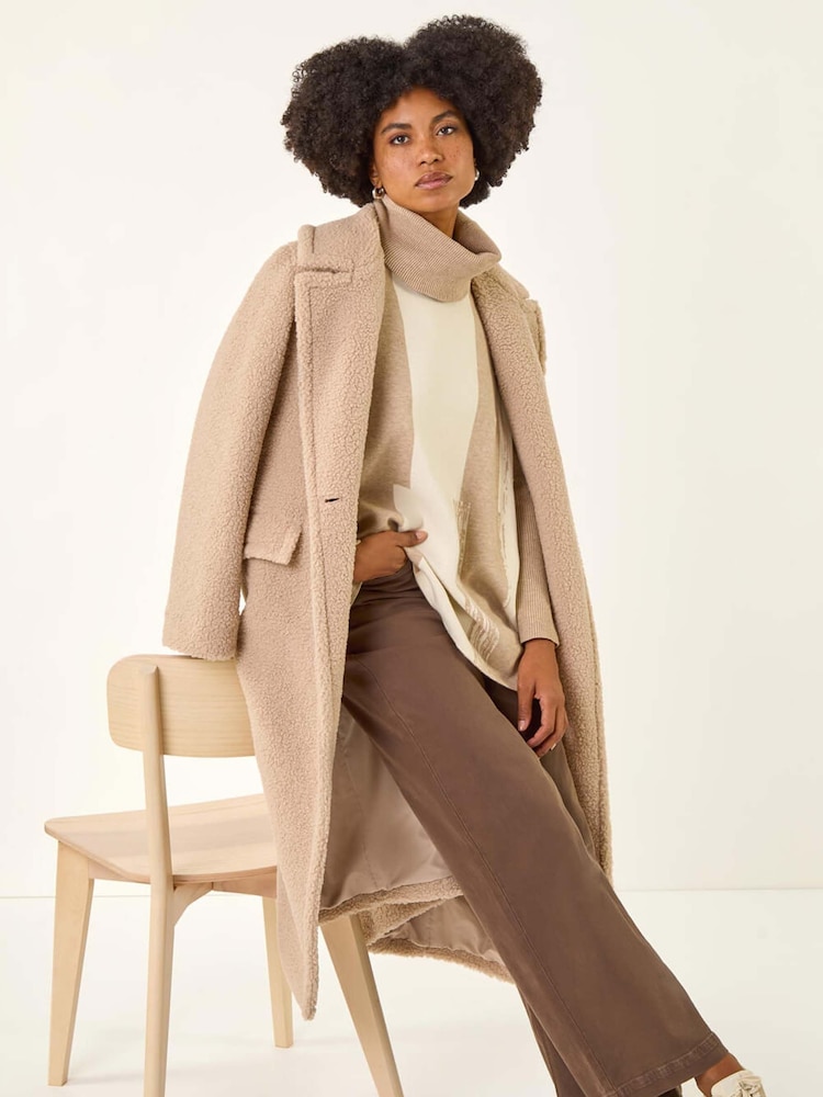 Roman Brown Colourblock Longline Knit Jumper - Image 5 of 5 Roman Brown Colourblock Longline Knit Jumper - Image 5 of 5
