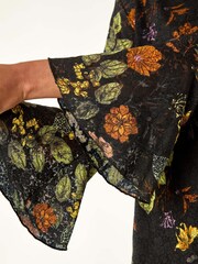 Roman Black Floral Print V-Neck T-Shirt - Image 5 of 5