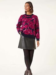 Roman Red Floral Print Knit Jumper - Image 1 of 5