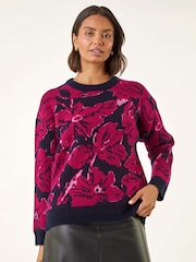 Roman Red Floral Print Knit Jumper - Image 2 of 5