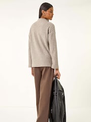 Roman Natural High Neck Ribbed Snit Jumper - Image 3 of 5