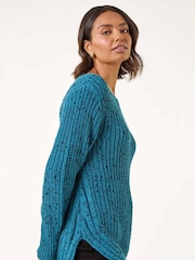 Roman Blue Curved Hem Stitch Knit Jumper - Image 2 of 5