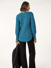 Roman Blue Curved Hem Stitch Knit Jumper - Image 4 of 5