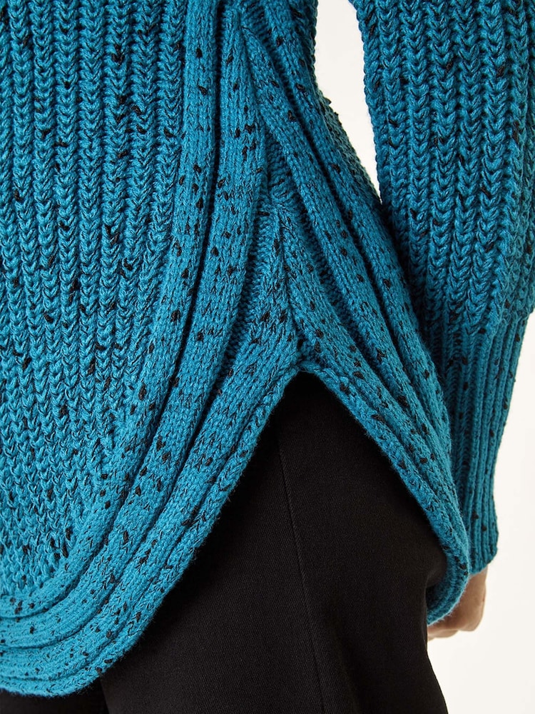 Roman Blue Curved Hem Stitch Knit Jumper - Image 5 of 5