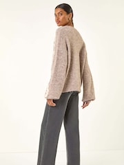 Roman Grey Soft Floral Knit Jumper - Image 4 of 5