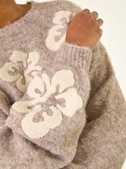 Roman Grey Soft Floral Knit Jumper - Image 5 of 5