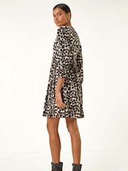 Roman Brown Spot Bow Front Short Dress - Image 3 of 5