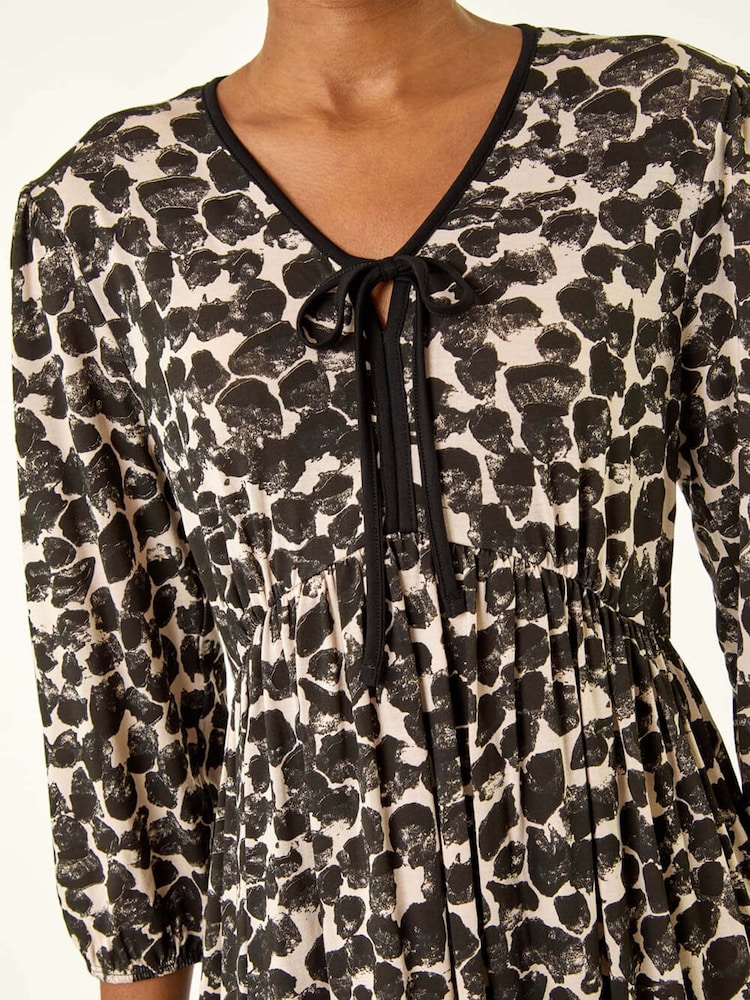 Roman Brown Spot Bow Front Short Dress - Image 5 of 5 Roman Brown Spot Bow Front Short Dress - Image 5 of 5
