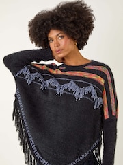 Roman Black Jacquard Tassel Knit Jumper - Image 1 of 5