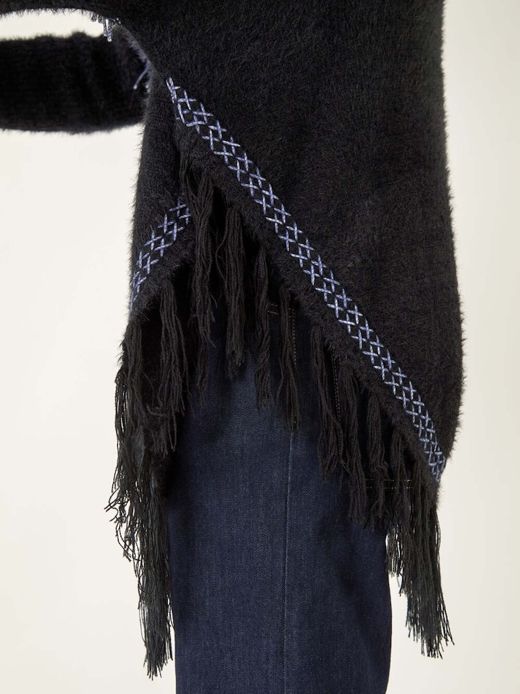 Roman Black Jacquard Tassel Knit Jumper - Image 5 of 5 Roman Black Jacquard Tassel Knit Jumper - Image 5 of 5