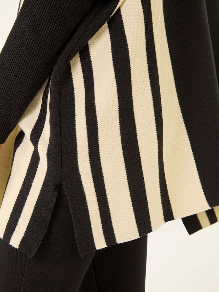Roman Black Colourblock Stripe Roll Neck Jumper - Image 1 of 5 Roman Black Colourblock Stripe Roll Neck Jumper - Image 1 of 5