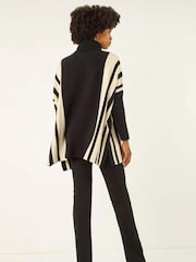 Roman Black Colourblock Stripe Roll Neck Jumper - Image 3 of 5