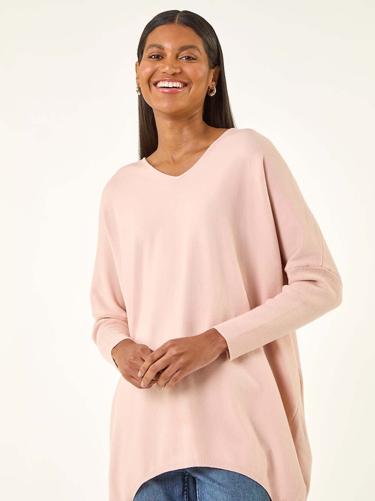 Roman Pink Lace Back V-Neck Tunic - Image 2 of 5 Roman Pink Lace Back V-Neck Tunic - Image 2 of 5