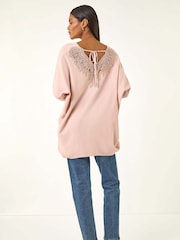 Roman Pink Lace Back V-Neck Tunic - Image 3 of 5
