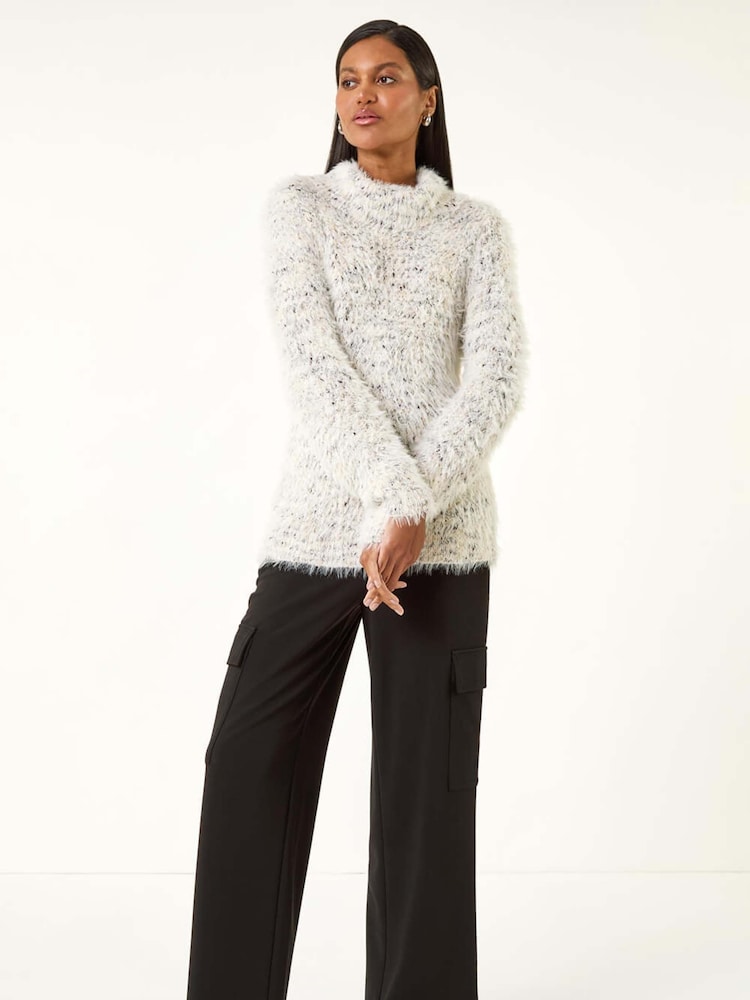 Roman White Fluffy High Neck Knit Jumper - Image 2 of 5 Roman White Fluffy High Neck Knit Jumper - Image 2 of 5
