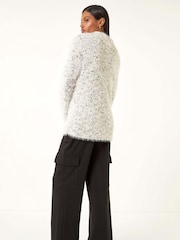 Roman White Fluffy High Neck Knit Jumper - Image 3 of 5