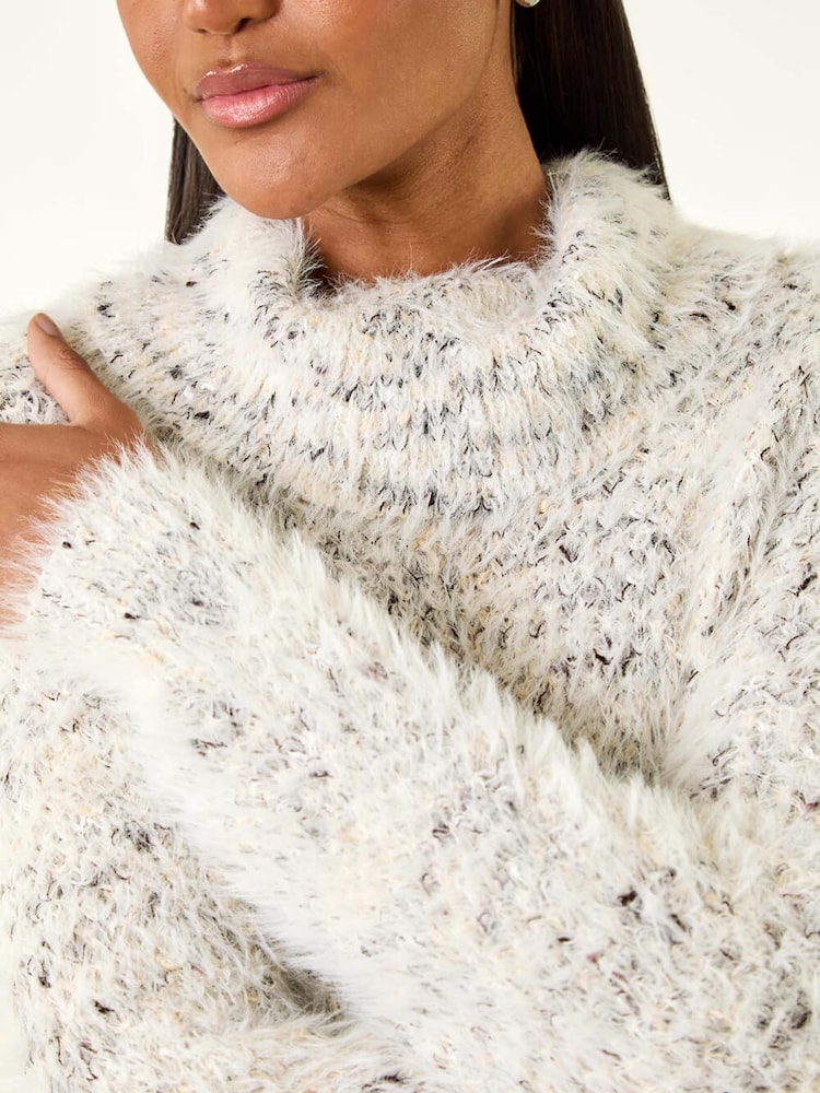 Roman White Fluffy High Neck Knit Jumper - Image 5 of 5 Roman White Fluffy High Neck Knit Jumper - Image 5 of 5