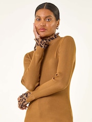 Roman Natural Leopard Ruffle Trim Jumper - Image 4 of 5