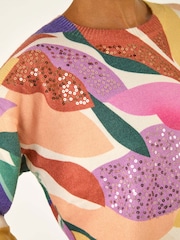 Roman Orange Sequin Leaf Knit Jumper - Image 1 of 5